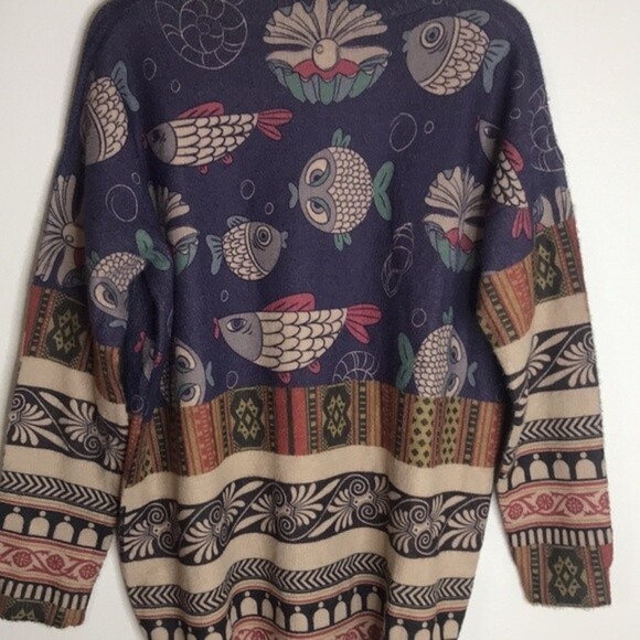 YESNO ladies cotton wool super soft fish graphic pullover long sleeve sweater - Picture 9 of 10